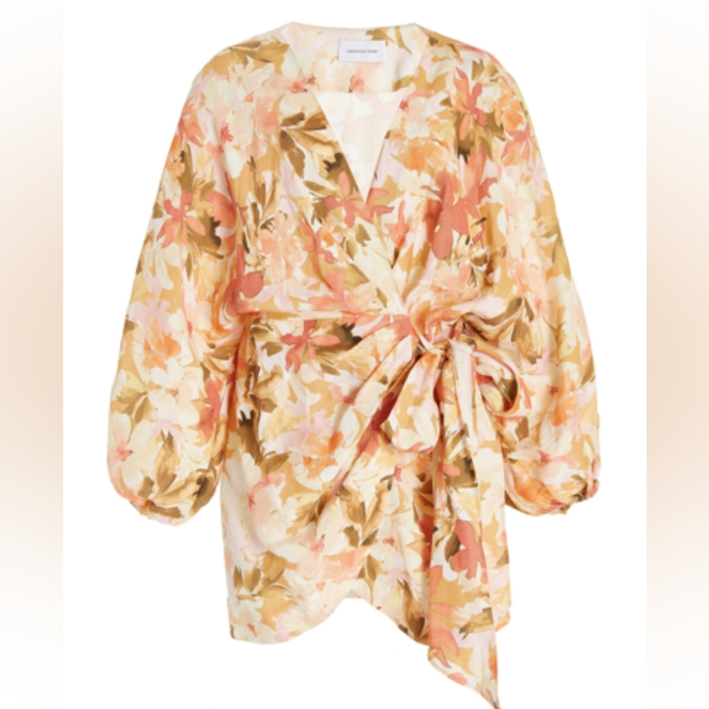 Significant Other Kenna balloon-sleeve dress wrap mini floral size US 6